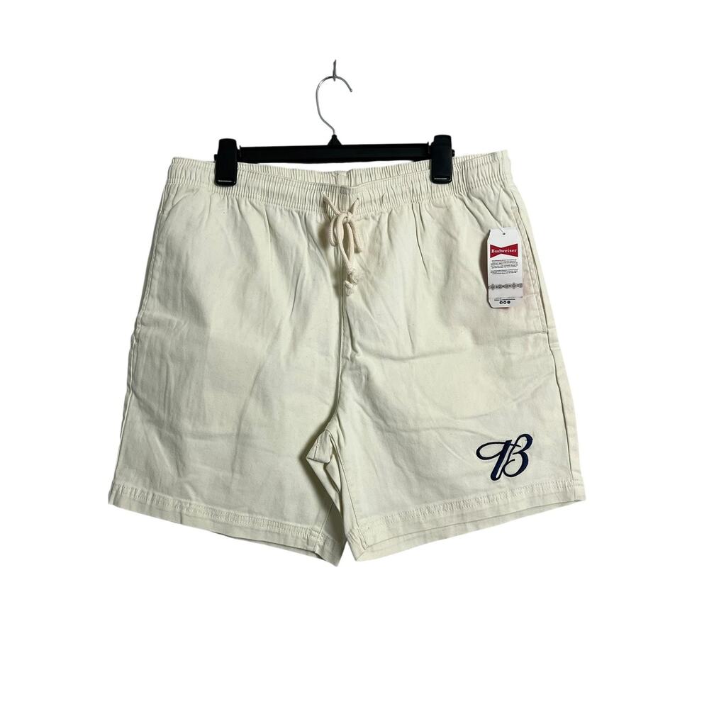 Budweiser X PacSun Chino Shorts Mens Large White Drawstring Elastic Waist NWT